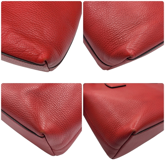 Gucci Interlocking GG Charm Pebbled Leather Satchel Bag Red 449659 - Picture 13 of 16